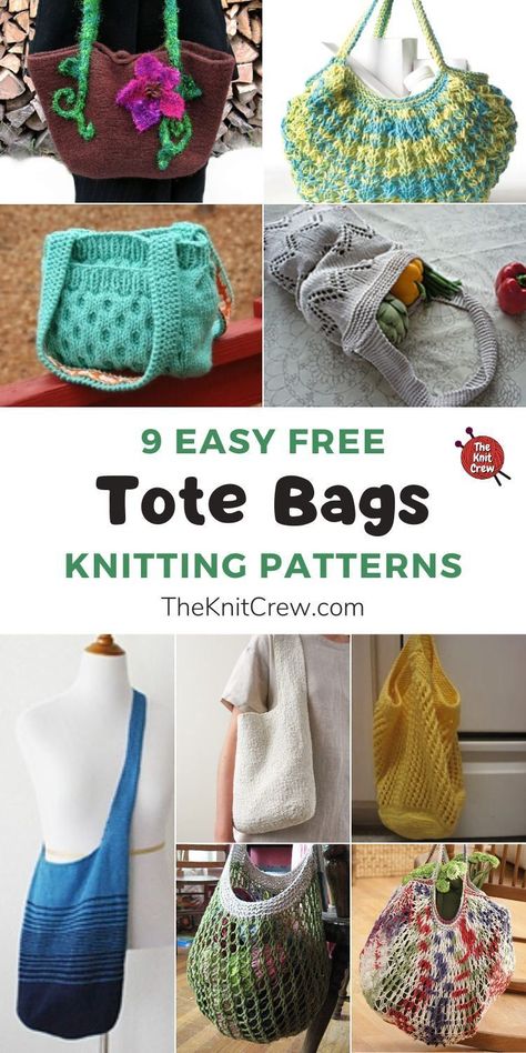 Easy Tote Bag Pattern Free, Knitting Tote Bag Pattern, Tote Bag Patterns, Knitting Projects Free, Knitting Bag Pattern, Tote Bag Pattern Free, Knitting Tote Bag, Bag Knitting, Knitting Tote