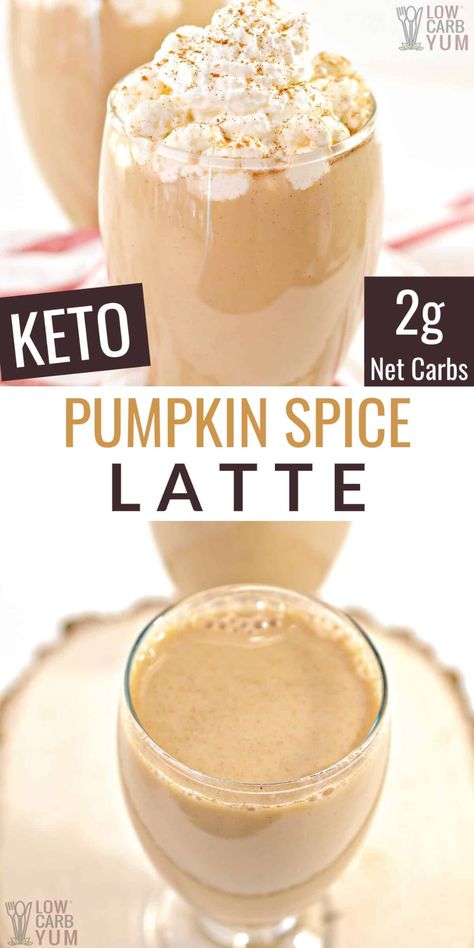 A delicious keto pumpkin spice latte is a popular low-carb coffee drink for fall. But it's so good, you'll want to enjoy it all year round! Keto Pumpkin Spice Latte, Keto Coffee Recipe, Keto Pumpkin Pie, Pumpkin Spiced Latte Recipe, Keto Drinks, Postre Keto, Low Carb Drinks, Keto Pumpkin, Pumpkin Spice Syrup