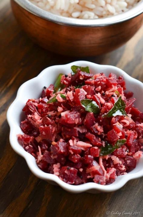 Beetroot Thoran, Kerala Food, Red Beets, Veg Recipes, Indian Cooking, Curry Leaves, Yummy Sides, Curry Recipes, Beets