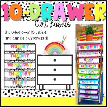 The 10 drawer rolling carts are so fantastic when it comes to organizing your classroom! These editable 10 drawer rolling cart labels are perfect for keeping you organized this school year!Includes the following labels and labels for you to customize, if needed. -Monday -Next Week-Tuesday -Misc.-Wednesday-ELA-Thursday-Math-Friday -Social Studies-Important Paperwork-Lesson Supplies-To File -Science-To Grade -Writing-To Copy -NotesYou do not have to use the same font as in the preview. You can use Drawer Rolling Cart, Organizing Classroom, Rolling Carts, Social Emotional Learning Lessons, Drawer Cart, Boho Rainbow Classroom, Learning Lessons, Bright Boho, 4th Grade Classroom