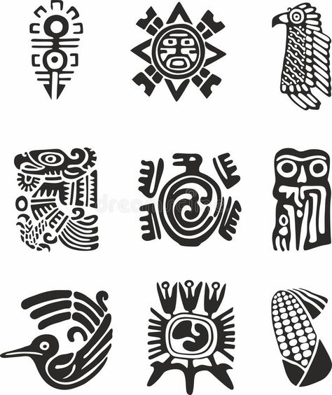 Aztec Symbols, Indian Symbols, Mayan Symbols, Zentangle Designs, Indigenous Art, Zentangle Patterns, Colored Paper, Abstract Background, Dia De Muertos