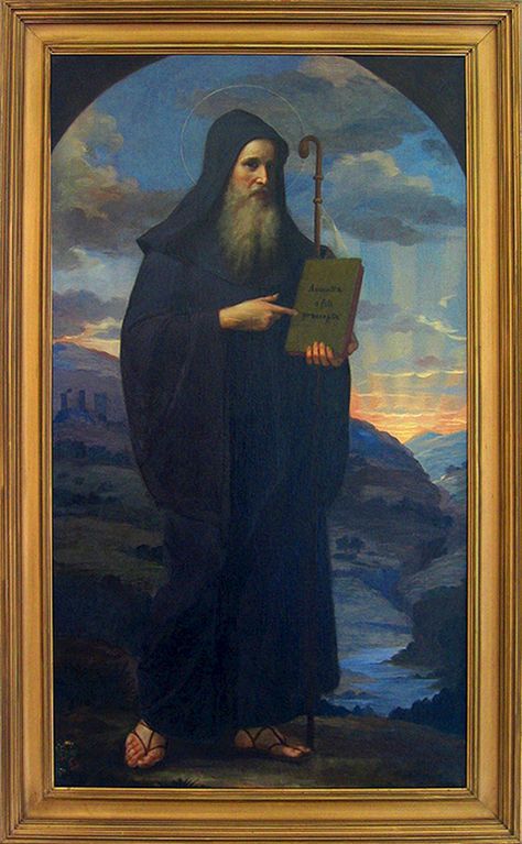 7/11: Saint Benedict (480?-543) - The motto of the Benedictines is "Ora et labora" meaning "pray and work!" Saint Benedict's Rule organized the monastic day into regular periods of communal and private prayer, sleep, spiritual reading, and manual labour – "ut in omnibus glorificetur Deus / that in all [things] God may be glorified." WELCOMING THE STRANGER Novena Prayers, Spiritual Reading, Christ The King, Holy Father, St Benedict, Saint Benedict, Catholic Art, Gods Grace, Jesus Saves