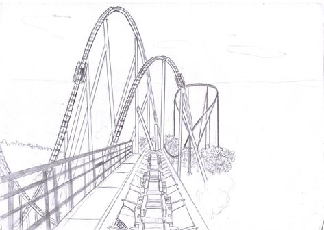 Roller Coaster Sketch, Roller Coaster Design, Roller Coaster Drawing, Coaster Projects, Planet Coaster, Drawing Simple, Drawing Cartoon, Book Drawing, Design Drawings