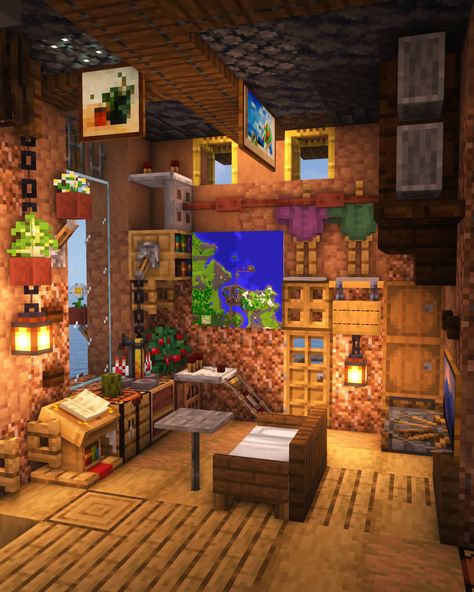 Minecraft Small Fireplace, Mc House Interior, Minecraft Survival House Interior, Furnace Room Minecraft, Inside Minecraft House, Minecraft School Building, Minecraft Interior Decor, Minecraft Armory Room, Minecraft Chest Room