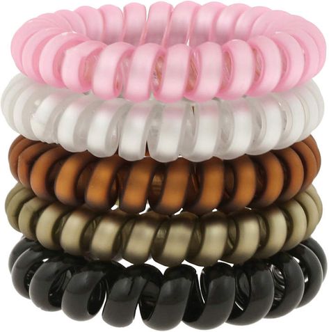 Capelli New York Pearlized Phone Cord Pony Holders 5 Pc #capelli, #ponytail, #ulta, #promotion New York Hair, Coiled Hair, Coil Hair Ties, Wearable Art Fashion, Hair Tie Bracelet, Hair Coils, Blouse Designs Indian, Body Skin Care Routine, Chic Accessories