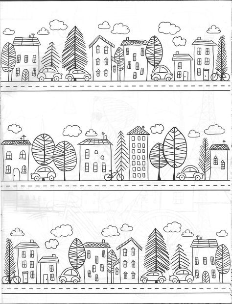 House Doodle, House Quilts, House Drawing, Bullet Journal Doodles, Urban Sketching, Journal Doodles, Pattern Illustration, Doodle Drawings, Coloring Book Pages