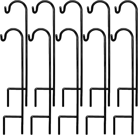 Amazon.com: Ashman Shepherds Hook 10 Pack Black, 35 Inches Tall, Made of Premium Metal for Hanging Solar Light, Bird Feeders, Mason Jars, Garden Stake and Wedding Decor : Patio, Lawn & Garden Outdoor Plant Hanger, Garden Hooks, Hanging Solar Lights, Yard Area, Plant Hooks, Hanging Flower Baskets, Hanging Bird Feeders, Shepherds Hook, Outdoor Plant