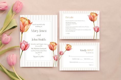 Tulip Love Wedding Invitation Set, Wedding Invitation Template, Printable Wedding Invitation Set, Tulip Invitation, Digital Download by LushHues on Etsy Tulip Invitation, Tulip Theme, Wedding Party Invites, Invitation Digital, Printable Wedding Invitations, Printable Wedding, Wedding Invitation Sets, Floral Invitation, Wedding Invitation Paper