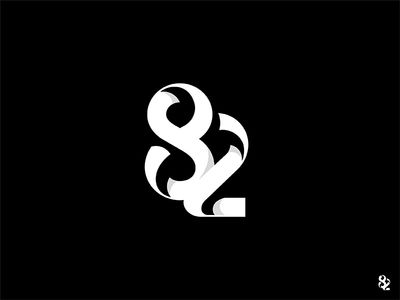 82 number monogram logo design inspiration idea black and white minimal fluid curved style for great branding presentation 8 Design Number, Number Monogram Logo, 2 Logo Design Number, Logo Number Design, Number Graphic Design, Number 2 Design, 360 Logo, 60 Logo, Number Logos