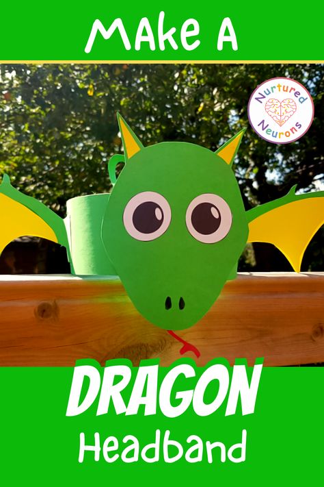 Pre K Dragon Craft, How To Catch A Dragon Activities, Diy Dragon Headband, Dragon Hat Diy, Easy Dragon Craft, Dragon Kids Craft, Dragon Crafts For Toddlers, Forest Homeschooling, Dragon Crafts Preschool