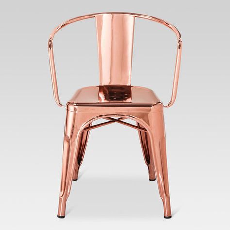 Metal Kitchen Chairs, Rose Gold Furniture, Colored Chairs, White Metal Chairs, Rose Gold Rooms, Colored Dining Chairs, Colored Furniture, Metal Dining Chair, Retro Dining Chairs