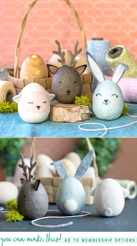 Aren’t these animal Easter eggs so darling? This is a great craft for both kids and adults. So if you’re looking for a fun family craft idea for Easter, try this one out! #Easterdecor #Eastercraft #Creativeeggs Påskeaktiviteter For Barn, Animal Easter Eggs, Diy Easter Eggs, Creative Easter Eggs, Easter Crafts For Adults, Easter Wood Crafts, Painted Eggs, Easter Activities For Kids, Easter Egg Crafts