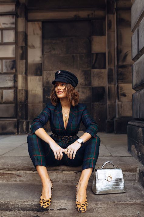 Tartan? In Edinburgh? Groundbreaking Amy Bell, Tartan Suit, Rain Boots Fashion, Animal Print Pants, Tailored Suit, Checked Suit, Blue Tartan, Wear Green, Street Style Inspiration