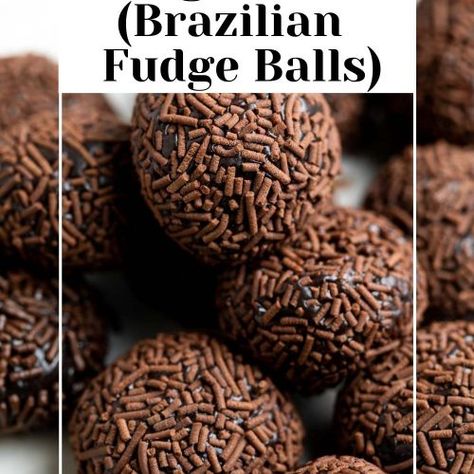 Fudge Balls, Brazilian Chocolate, Brazilian Recipes, Chocolate Dessert, Brazilian Food, Christmas Goodies, Chocolate Desserts, 4 Ingredients, Chocolate Cookie