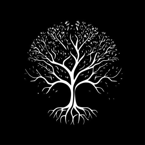 Tree of Life, Black and White Vector illustration Tree Of Life Black And White, Life Black And White, Black And White Vector, Practice Drawing, Tree Icon, Tree Of Life Tattoo, Editing Ideas, Celtic Tree Of Life, Scratch Art