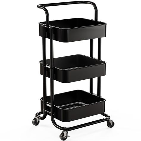 PRICES MAY VARY. ORGANIZE YOUR SPACE: Reduce clutter with this 3 tier rolling cart. The rolling cart features plenty of storage space to better organize your home. Turn a messy house into a tidy house with this convenient rolling cart. EASY TO MOVE: This 3 tier rolling cart is equipped with wheels and a handle to make it easy to roll around anywhere you need. Use the rolling utility cart as a pantry cart, craft cart, book cart, nursing cart, and more. MAKE THE MOST OF YOUR SPACE: The rolling car Rolling Utility Cart, Craft Cart, Organization Cart, Cart With Wheels, Rolling Storage Cart, Gym At Home, Outdoor Storage Cabinet, Trolley Cart, Rolling Storage