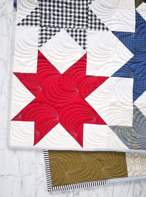 Offset Star Quilt - the Christmas One – Then Came June Sawtooth Star Quilt, Quilts To Make, Quilting Pantographs, Then Came June, Textured Quilt, Star Quilt Pattern, Straight Line Quilting, Start Quilting, Patriotic Quilts