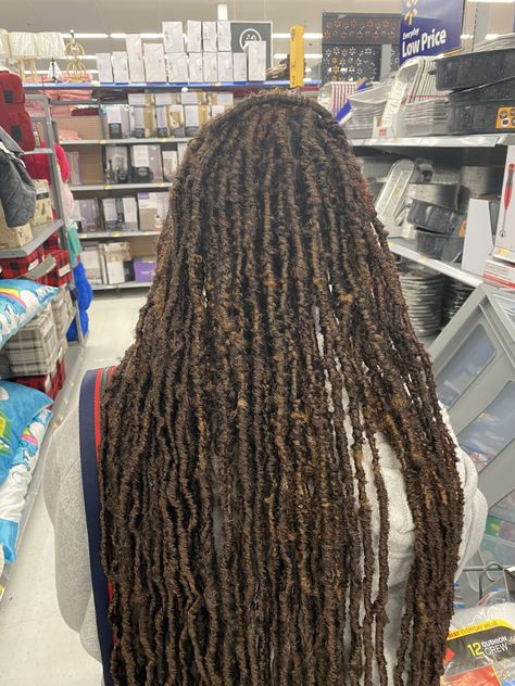 Brown Distressed Locs, Soft Distressed Locs, Brown Soft Locs, Distressed Soft Locs, School Barbie, Dreadlocks Hair Care, Bantu Knot Hairstyles, Twist Cornrows, Faux Loc