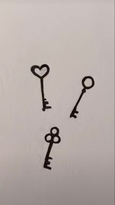 Key Stick And Poke Tattoo, 3 Keys Tattoo, Coin Flip Tattoo, Dainty Key Tattoo, Matching Key Tattoos, Key Tattoo Simple, Small Key Tattoos, Stick And Poke Tattoo Ideas, Key Tattoo Designs