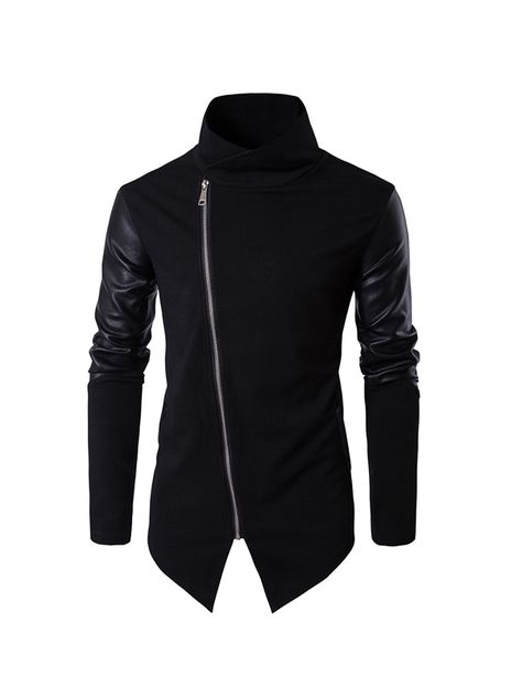 Genuine Leather Sleeves Slim Fit Jacket Young Mens Fashion, Racing Jackets, Leather Jacket Style, Slim Fit Jackets, Leather Sleeves, Genuine Leather Jackets, Leather Jacket Black, Leather Sleeve, Street Wear Urban