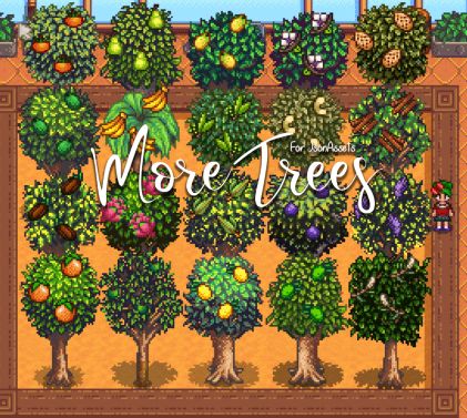 Want more fruit trees? I hear ya Fruit Trees Stardew Valley, Stardew Fruit Trees, Stardew Valley Fruit Trees Layout, Stardew Valley Plants, Stardew Valley Fruit Trees, Stardew Valley Trees, Stardew Valley House Interior No Mods, Greenhouse Layout, Plant Fruit Trees