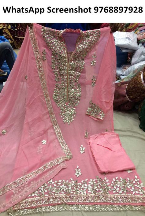 Winter Neck Designs, Gota Work Dress, Gotta Patti Suits, Neck Design Ideas, Desi Couture, Fancy Dress Material, Gota Patti Suits, Lehenga Anarkali, Gota Patti Saree