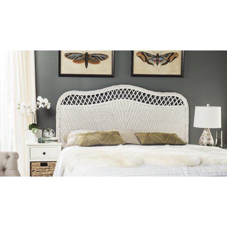 Safavieh Sephina Rustic Coastal Rattan Headboard, White White Wash Headboard, Coastal Bedroom Furniture, Country Bedrooms, White Rattan, Wicker Headboard, Rattan Headboard, Full Headboard, Grey Headboard, White Headboard