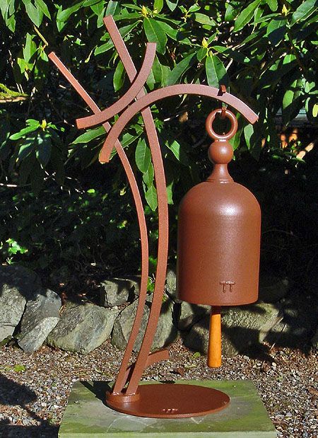 Garden Bells, Gig Harbor Washington, Welded Art, Wind Chimes Homemade, Sound Sculpture, Bell Art, Metal Tank, Sculpture Design, Yard Sculptures