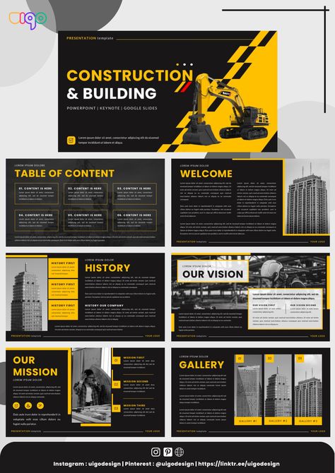 Construction Building Presentation Template - Powerpoint is a Presentation/Pitch Deck Template with professionals and a modern style ready to make your next presentation amazing. #powerpointtemplate #powerpoint #template #aesthetictemplate #ppt #powerpointtemplateaesthetic #powerpointdesign #powerpointgreentemplate #constructionpresentation Construction Presentation, Startup Presentation, Pitch Deck Template, Company Presentation, Construction Companies, Modern Construction, Deck Template, Powerpoint Design Templates, Powerpoint Presentation Design