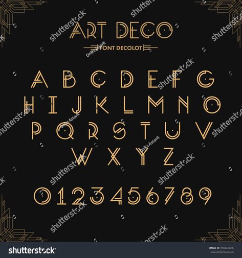 Art Deco Numbers Font, Art Deco Calligraphy, Art Deco Font Alphabet, Art Deco Numbers, Art Deco Typeface, Art Deco Bujo, Art Deco Bullet Journal, 1920s Font, Art Deco Lettering