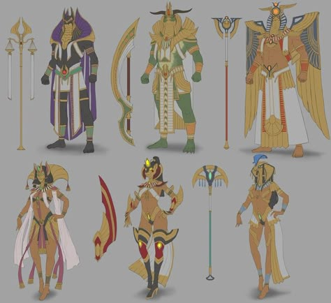 Egpty Gods Drawings, Dnd Egyptian Monsters, Egyptian Gods Fanart, Egyptian God Character Design, Gods Of Egypt Concept Art, Egyptian Character Design, Egyptian Warrior, Egypt Concept Art, Gods Of Egypt