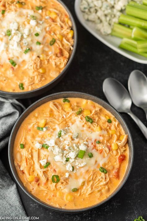 Crockpot Buffalo Chicken Chili, Best Chicken Chili Recipe, Buffalo Chicken Chili Recipe, Creamy Ranch Chicken Recipe, Potato Soup Crockpot Recipes, Classic Chili Recipe, Buffalo Chicken Chili, Ranch Chicken Recipes, Chili Recipe Easy