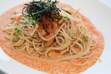 Mentaiko Pasta, Japanese Pasta, Shichimi Togarashi, Japanese Dinner, Breakfast Specials, Delivery Menu, Food Japanese, Menu Inspiration, K Food