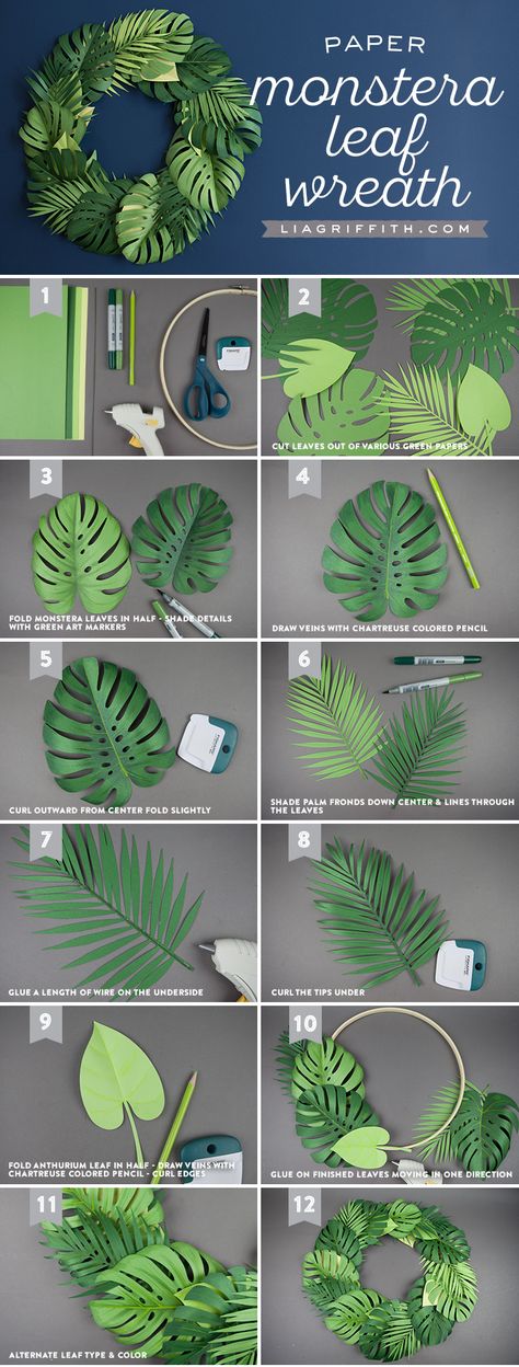 Diy Flores, نباتات منزلية, Easy Decor, Fleurs Diy, Paper Leaves, Leaf Wreath, Paper Flowers Diy, Summer Diy, Diy Easy