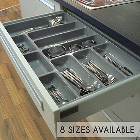 Kitchen Drawer Inserts, Utensil Drawer Organization, Modern Kitchen Accessories, Built In Pantry, Cutlery Storage, Utensil Storage, Cutlery Tray, Plastic Cutlery, Modern Kitchen Interiors