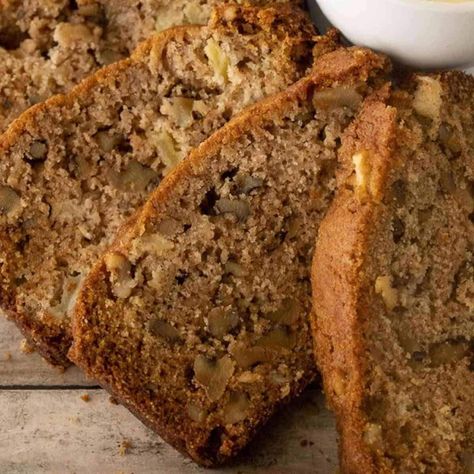 Walnut Apple Bread Recipe Apple Walnut Loaf, Apple Raisin Walnut Bread, Applesauce Nut Bread, Walnut Bread Loaf, Walnut Bread Recipe Simple, Apple Nut Bread Recipe, Apple Walnut Bread Recipe, Buckwheat Flour Bread, Apple Raisin Bread