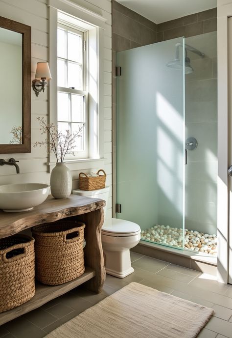 coastal home decor ideas Bathroom Shower Only, Beachy Textures, Beach House Master Bath, Beach House Master, Coastal Bathroom Ideas, Beachy Bathroom, Texture Ideas, Coastal Bathroom, Agriculture Industry