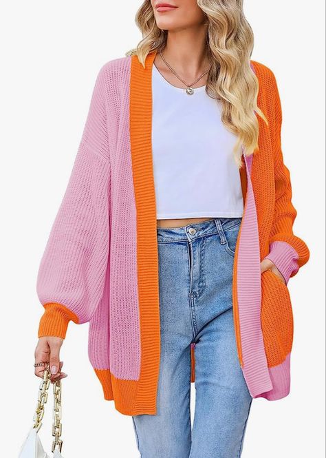 Amazon affiliate Long Cardigans For Women, White Tshirt And Jeans, Long Cardigans, Women Long Cardigan, Comfy Cardigan, Basic Cardigan, Oversized Sweater Cardigan, Oversized Knit Cardigan, Color Block Cardigan