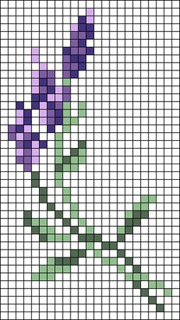 Alpha pattern #159891 | BraceletBook Bridgerton Pixel Art, Lavender Alpha Pattern, Crochet Alpha Pattern, Pixel Art Crochet, Things To Stitch, Hyacinth Flower, Art Crochet, Lavender Flower, Pattern Flower