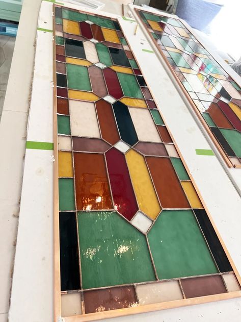 the basics of stained glass - The Handmade Home Stained Glass Window Ideas, Glasswork Art, Faux Stained Glass Diy, Art Deco Stained Glass Window, Colored Windows, Stained Glass Art Deco, Neutral Stain, Modern Stained Glass Panels, Stained Glass Doors