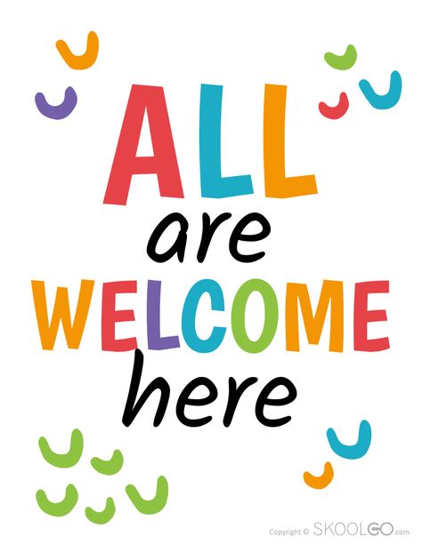 All Are Welcome Here Sign, Welcome To Our Classroom Sign Free Printable, Welcome Posters For School, Welcome Printable Free, Welcome Sign Classroom, English Classroom Posters, Shower Snacks, Poster For Classroom, Classroom Posters Free