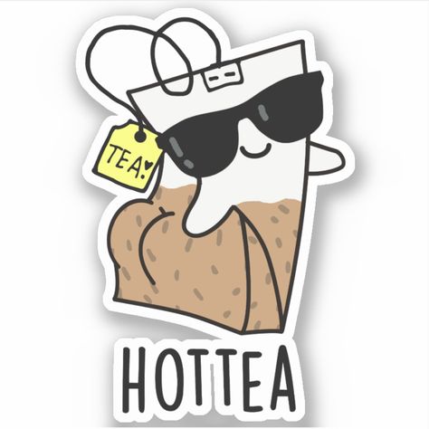 Hottea Funny Hot Tea Pun features a cute hot tea bag looking really hot . Perfect Puns gift for family and friends who love cute tea puns. Pun Drawings Funny, Tea Jokes, Gnome Puns, Funny Puns For Kids, Tea Stickers, Tea Puns, Tea Drinker Gifts, Quirky Quotes, Cute Puns