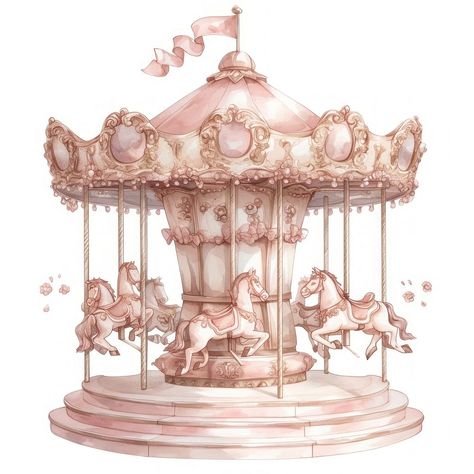 Download premium image of Coquette carousel furniture animal mammal. by Ning about coquette, coquette carousel, carousel horses, park watercolor, and carousel watercolor 14793775 Carousel Aesthetic, Horse Watercolor, Pink Carousel Aesthetic, Horse Carousel, Carousel Horses Illustration, Pink Carousel, Carousel Watercolor Illustration, Old Carousel, Red Lollipop