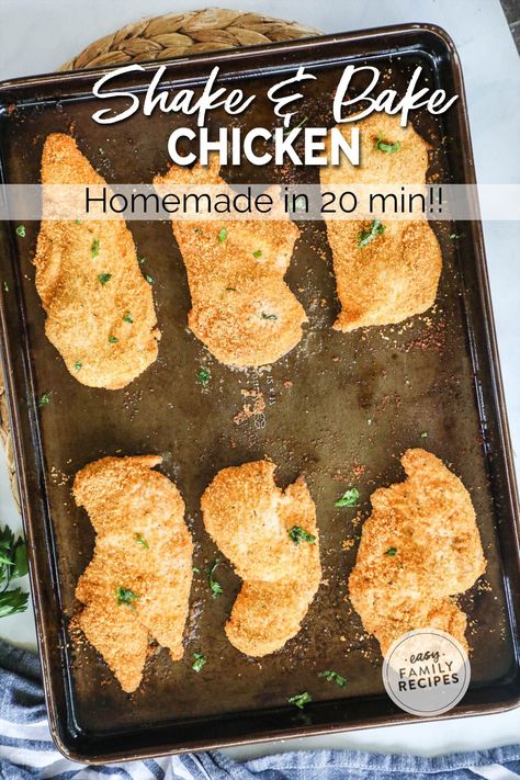 Done in 30 minutes and SO tasty! Shake and bake chicken is a classic, well-loved family dinner for a reason - prep and clean up are easy, and it’s TASTY! Making a homemade shake and bake recipe is actually really simple and my family loves to enjoy chicken cutlets baked in the extra flavorful, seasoned breadcrumb mixture. My DIY mix can be baked or fried, and you can even make it your own with different spices. This is the best easy dinner recipe for the family on a busy night. Homemade Shake And Bake Chicken, Shake And Bake Recipe, Chicken Cutlets Baked, Chicken Shake And Bake, Shake And Bake Chicken, Chicken Thighs In Oven, Crispy Breaded Chicken, Homemade Shake And Bake, Shake N Bake Chicken