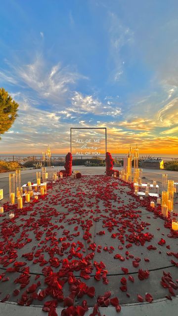 Luxurious Engagement Party, Best Proposal Ideas Creative, Dream Proposal Engagement, Extravagant Proposal, Proposal Decorations Outdoor, Wedding Affirmations, Red Proposal, Proposing Ideas, Best Proposal Ideas