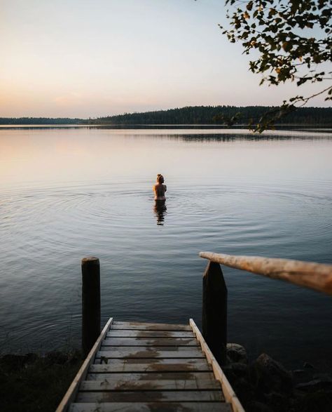 Lake Dip, Small Lake, Open Water Swimming, House By The Sea, Summer Cottage, Slow Travel, Pure Water, Open Water, Summer Night