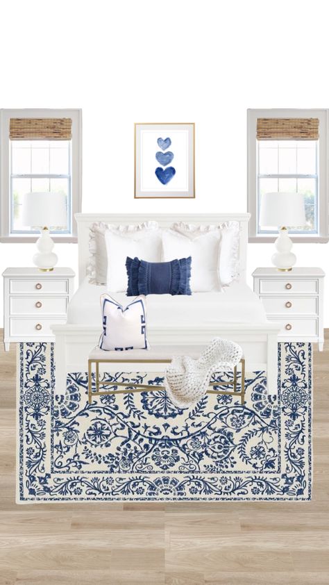 Blue Room Decor, College Dorm Room Decor, College Apartment Decor, Dorm Room Inspiration, Preppy Room, Redecorate Bedroom, Room Redo, Teen Bedroom Decor, Blue Rooms