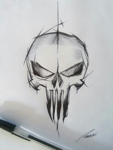 The Punisher Drawing, Punisher Tattoo For Men, Punisher Tattoo Design, Punisher Tattoo Ideas, The Punisher Tattoo, Punisher Drawing, Guitar Draw, Punisher Skull Tattoo, Punisher Tattoo