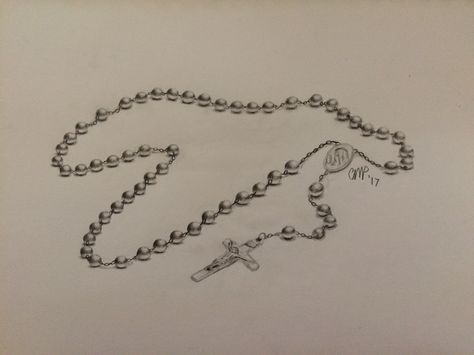 Realistic sketch I did of a rosary Rosary Drawing Sketch, Rosary Sketch, Rosary Illustration, Rosary Drawing, Catholic Tattoos, Rosary Tattoo, Flash Ideas, Saint Dominic, Realistic Sketch