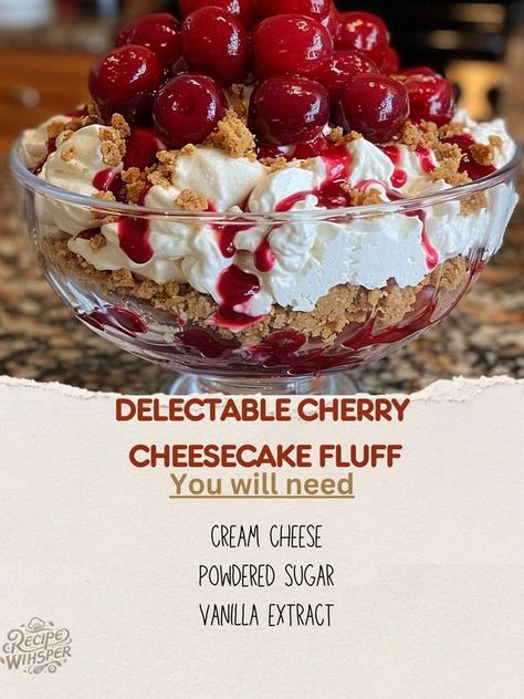 Cherry Cheesecake Fluff, Cheesecake Fluff, Fluff Salad Recipes, Vanilla Extract Recipe, Fluff Salad, Cherry Delight, Dessert Oreo, Cheesecake Recipes Classic, Fruit Salad Easy